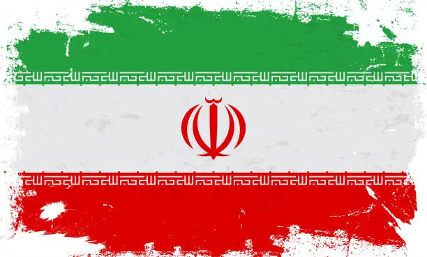 Vector illustration of Iran flag with brush paint textured isolated on white background