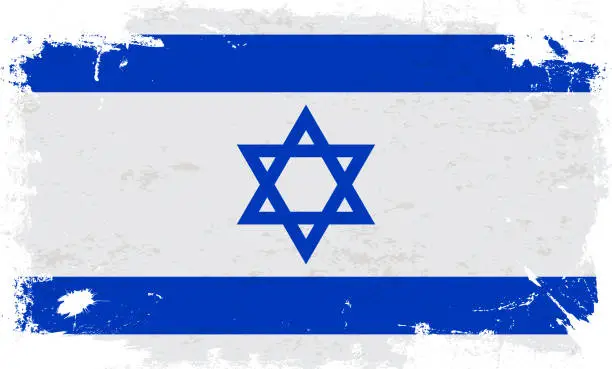 Vector illustration of Israel flag with brush paint textured isolated on white background