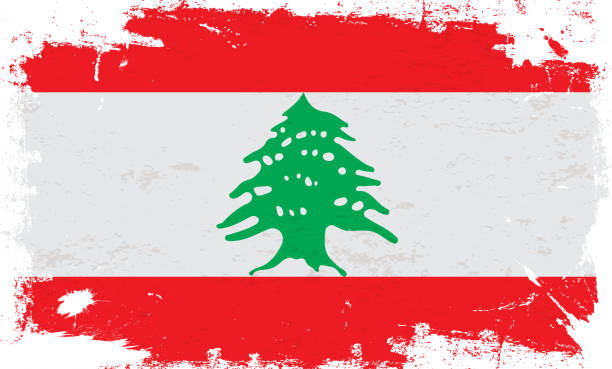 istock Lebanon flag with brush paint textured isolated on white background 1596242035