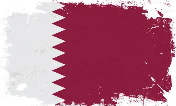 Vector illustration of Qatar flag with brush paint textured isolated on white background