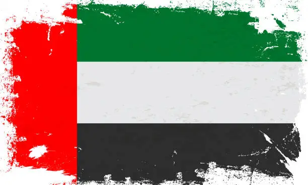 Vector illustration of United Arab Emirates flag with brush paint textured isolated on white background