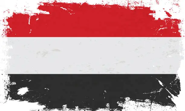 Vector illustration of Yemen flag with brush paint textured isolated on white background