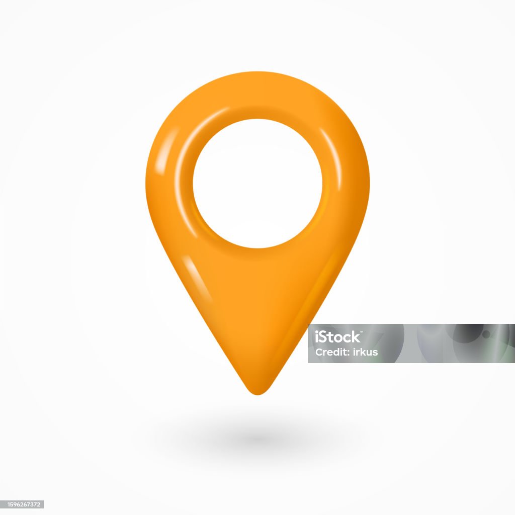 Orange Map Pin Icon 3d Realistic Location Orange Map Pin Gps Pointer Markers Vector ...