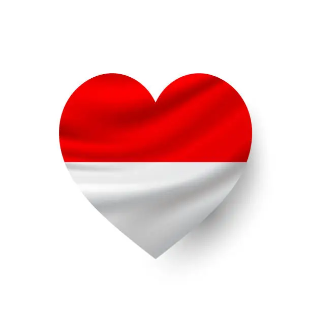 Vector illustration of Indonesia heart flag. Vector