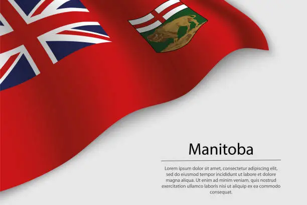 Vector illustration of Wave flag of Manitoba is a region of Canada