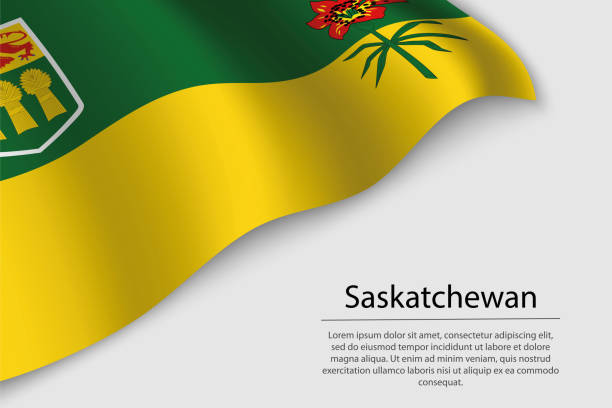 illustrations, cliparts, dessins animés et icônes de wave flag de la saskatchewan est une région du canada - saskatchewan flag canada banner