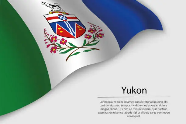 Vector illustration of Wave flag of Yukon is a region of Canada