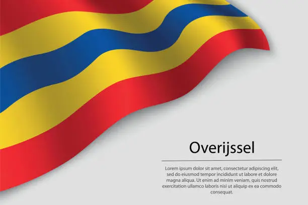 Vector illustration of Wave flag of Overijssel is a province of Netherlands. Banner or ribbon