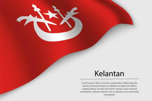 Vector illustration of Wave flag of Kelantan is a region of Malaysia