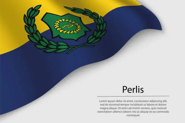 Vector illustration of Wave flag of Perlis is a region of Malaysia