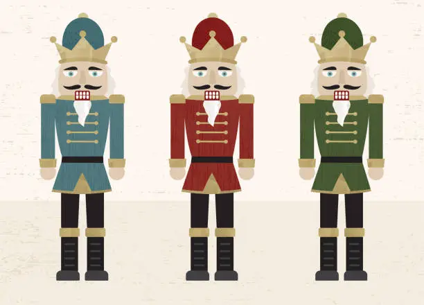 Vector illustration of Three nutcrackers