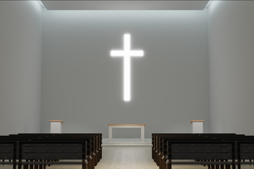 Christian Cross lighted in Bath Abbey