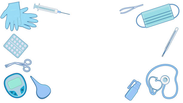 Vector background set of images of medical instruments Vector background set of images of medical instruments. ventilator background stock illustrations