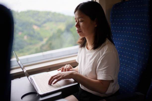 istock woman traveling by high-speed rail 1596347092