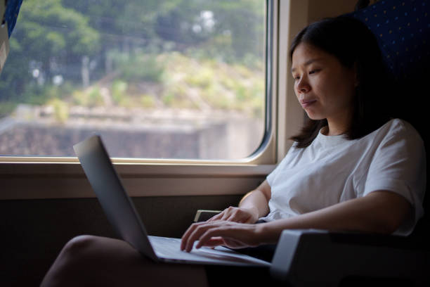 istock woman traveling by high-speed rail 1596347096