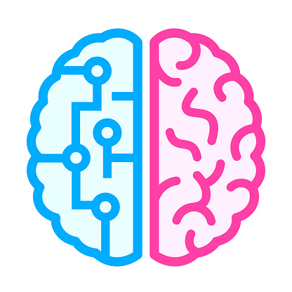 Left and right brain difference icon on white background