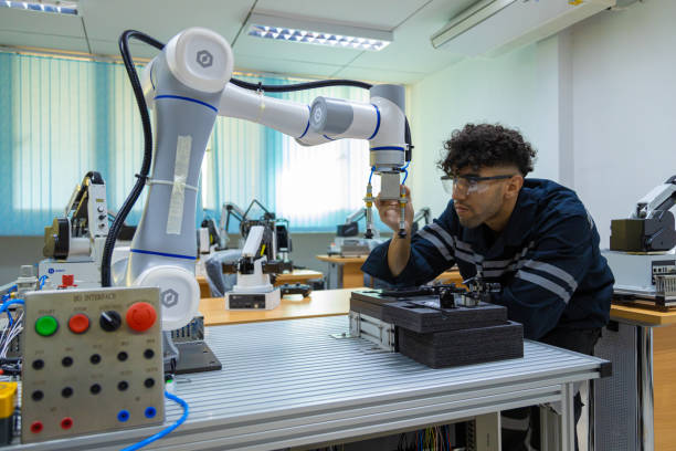 istock Robot engineers invent robots of the future that can replace humans. 1596380545