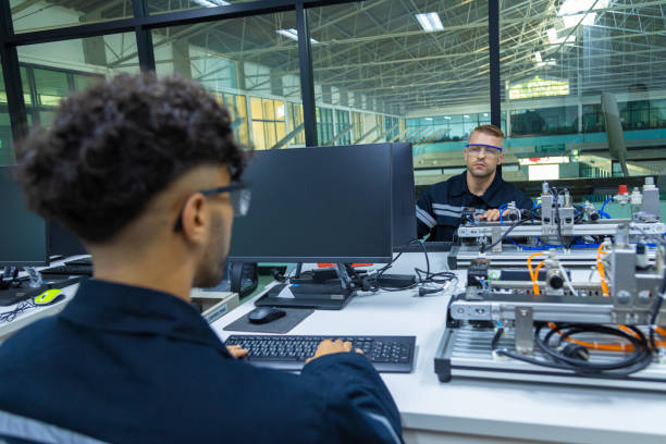 istock Robot engineers invent robots of the future that can replace humans. 1596405821