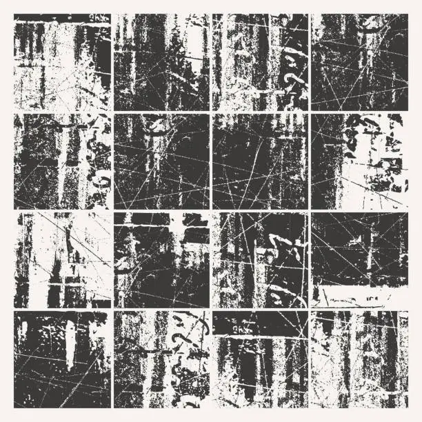 Vector illustration of Grunge weathered textures grid background