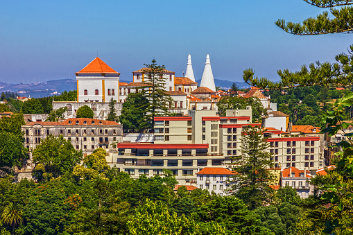 Sintra, Portugal - July 22, 2023: National palace building architectural view