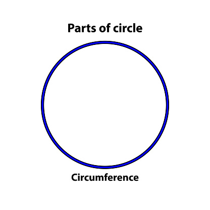 Parts of circle Circumference. highlight in blue color. vector illustration on white background.