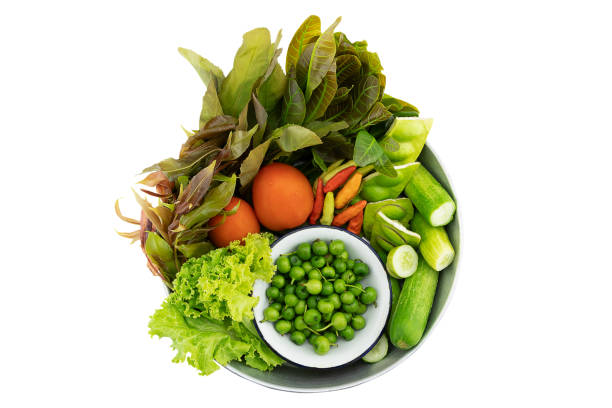 istock Mixed fresh vegetables in the bowl on white background with clipping path 1596450848