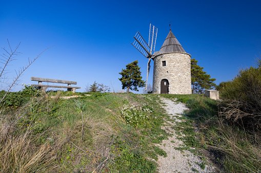 Montfuron Windmill (Moulin Saint-Elzear de Montfuron) in Provence, Alpes-de-Haute-Provence, France