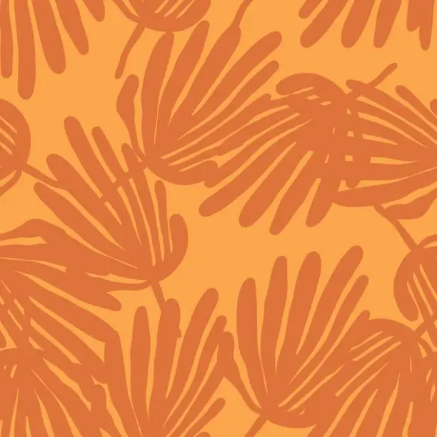 Vector illustration of Simple organic shape seamless pattern. Tropical leaves background.