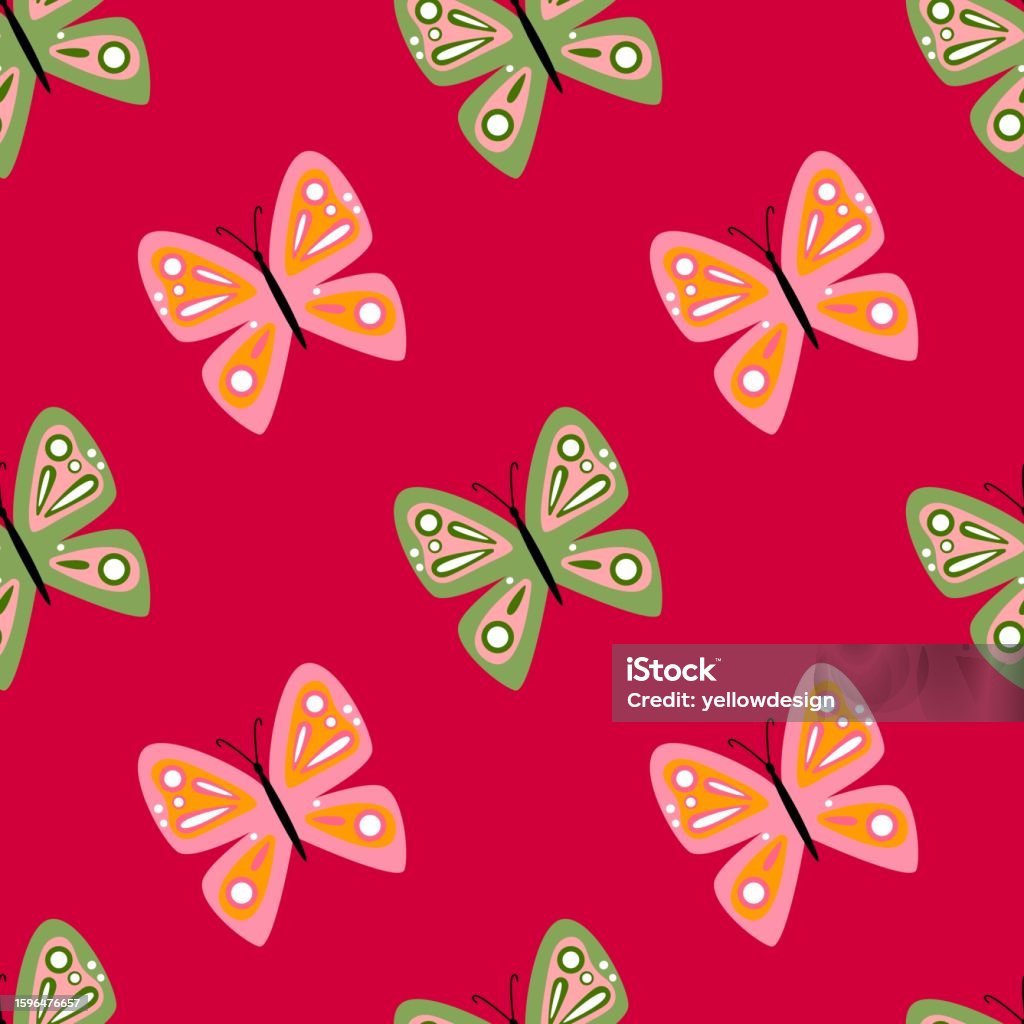 Butterfly Patterns Simply Simple Stylized Butterflies Seamless Pattern Flying Insect Print Stock ...