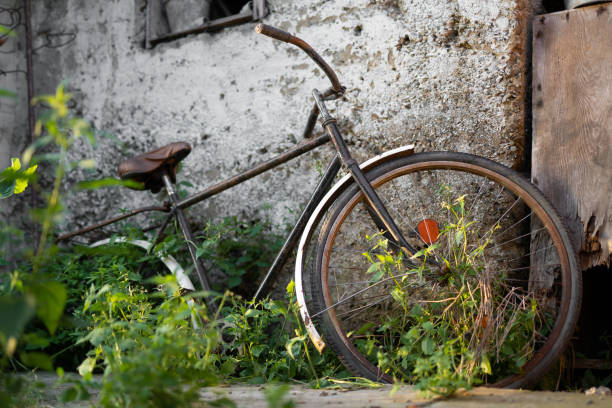 istock old retro bicycle in the backyard near the shed 1596530648