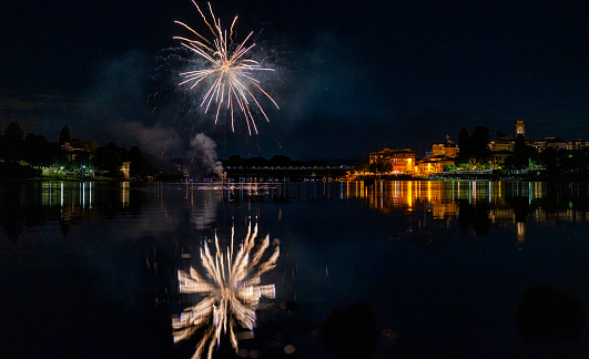 Fireworks on lake