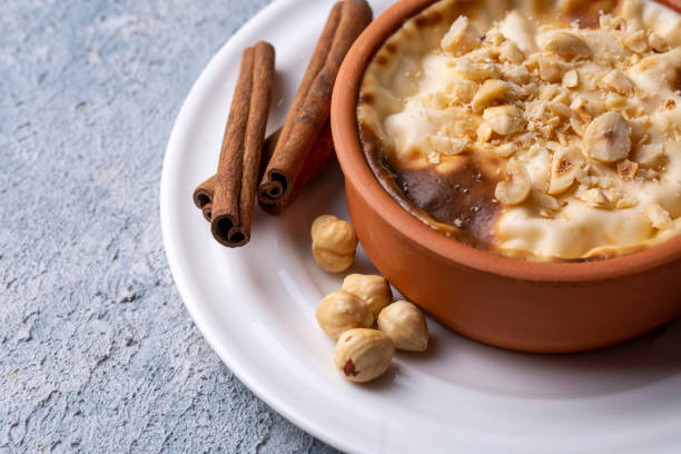 istock Baked rice pudding turkish milky dessert sutlac (Turkish name; firin sutlac) 1596545022