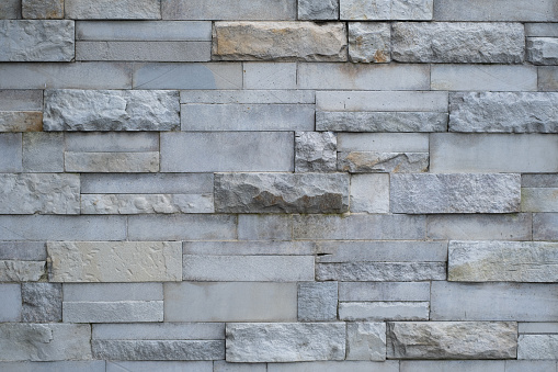 limestone wall - front view, many blocks