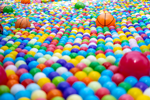 Colorful plastic ball pool background, toy balls for kid