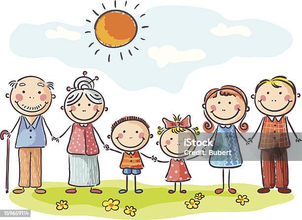 Big Family Stock Illustration - Download Image Now - Family, Cartoon, Drawing - Activity