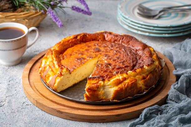 istock Basque burnt cheesecake homemade style, San Sebastian cake 1596601709