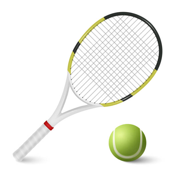 istock Vector 3d Realistic Tennis Ball and Racket Set Closeup Isolated on White Background. Design Templates, Tennis Sports Equipment 1596625925