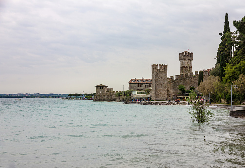 Sirmione, Italy - May 4, 2023:  fortress, Garda lake view, Lombardy