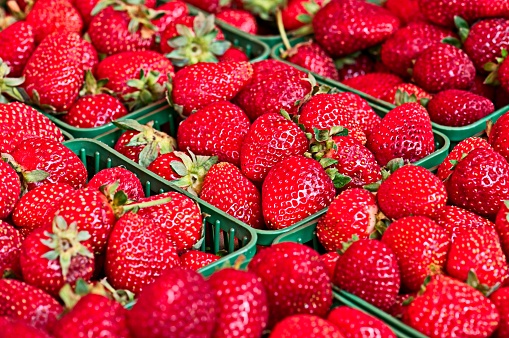 Fresh Strawberries in a Farmers Market