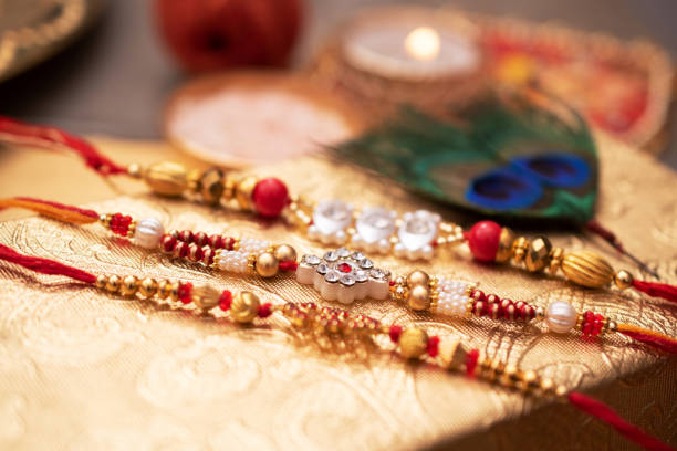 istock Luxury rakhi on golden background 1596655951