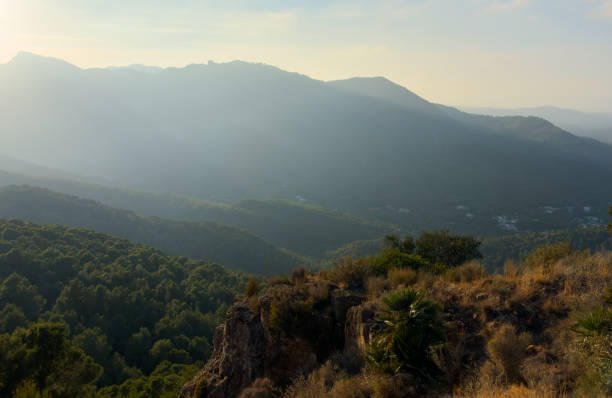 istock Mountains landscape on sunset. Mountain view from Mola De Segart mountain in Sierra Calderona national park in Valencia, Spain. 1596661908