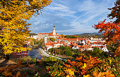 Old town Cesky Krumlov at autumn