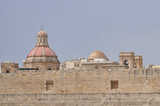 Valetta, Malta - June 11, 2023: Historic buildings in the city of Valetta in Malta