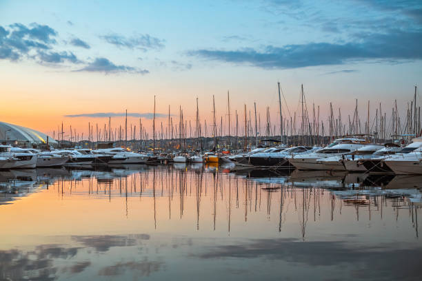 istock Moored yachts and sailboats 1596803296
