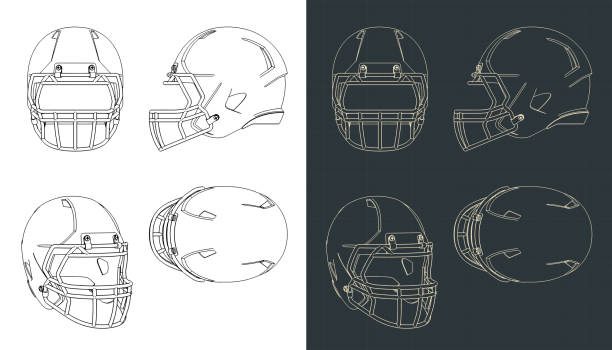 American Football Helmet Blueprints Stock Illustration - Download