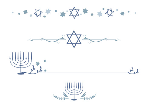 A set of blue Hanukkah embellishments and dividers