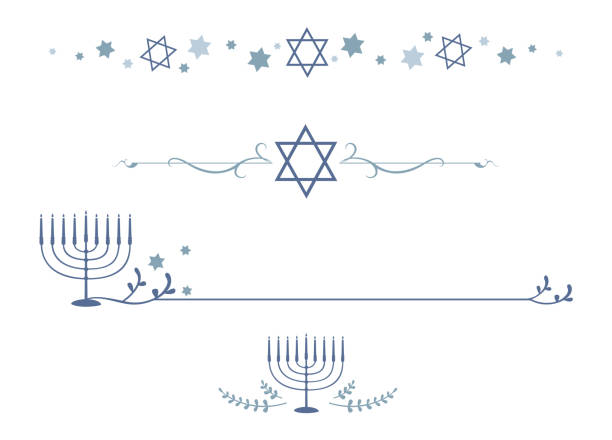 Hanukkah dividers A set of blue Hanukkah embellishments and dividers star of david logo stock illustrations