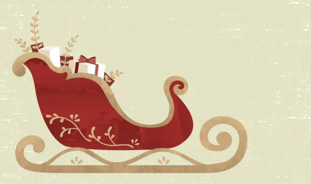 Vector illustration of Red sleigh