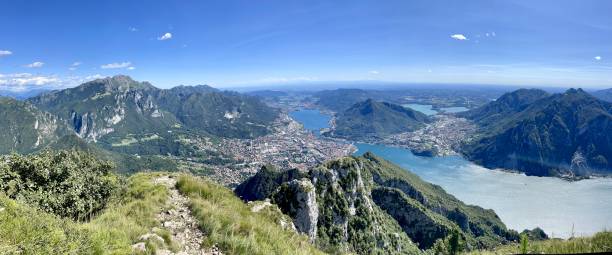 Panoramic view of Lecco lake, Italy