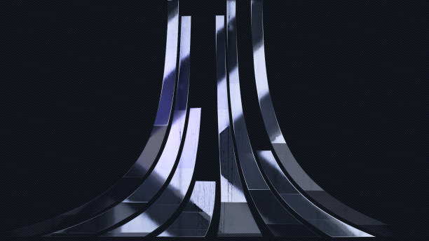 istock 4k Curved Metallic Wall, Geometric Shapes, Rectangle Lines Moving Up, Bright Shine Elegant, Cinematic Background 1596974600